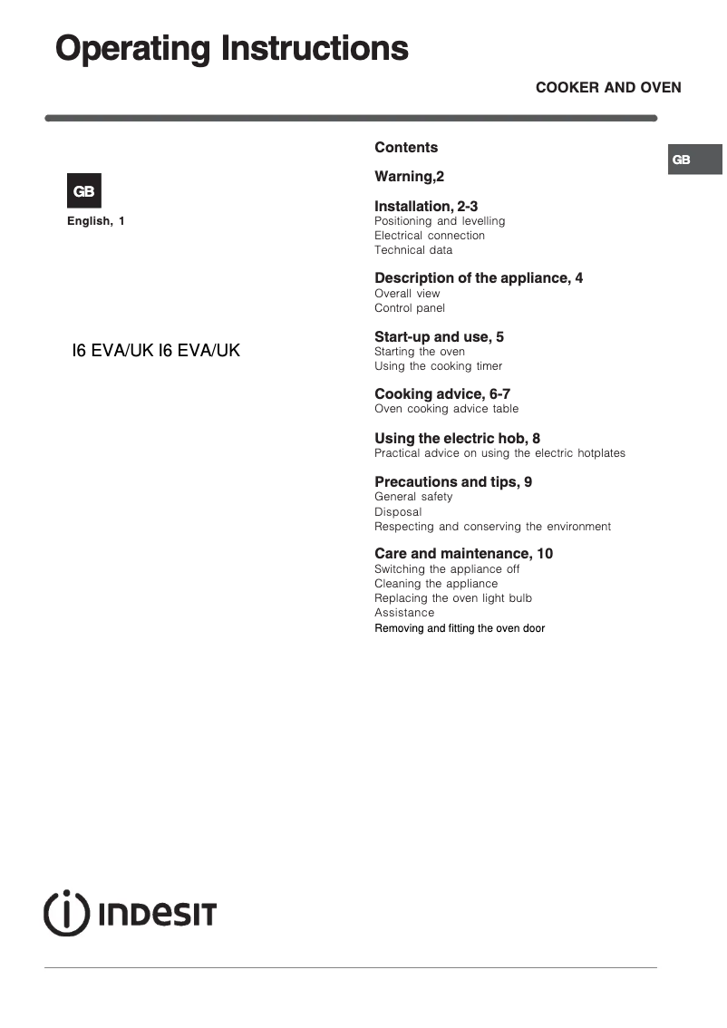 Image de la première page du manuel de l'appareil I6EVAW