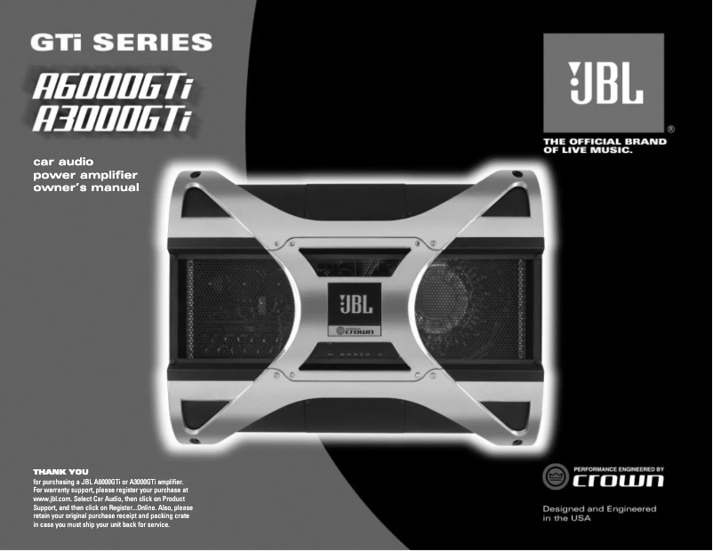 Page n°1 - Manuel utilisateur JBL A3000GTi