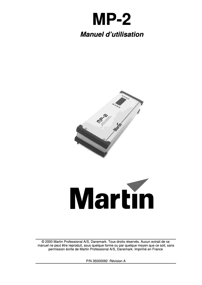 Page 1 de la notice Manuel utilisateur Martin MP-2