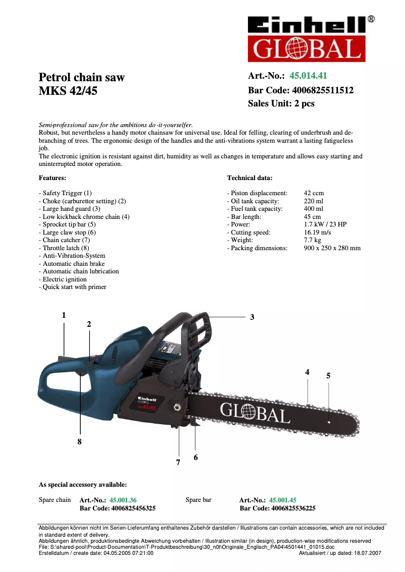 Image de la première page du manuel de l'appareil MKS 42/45