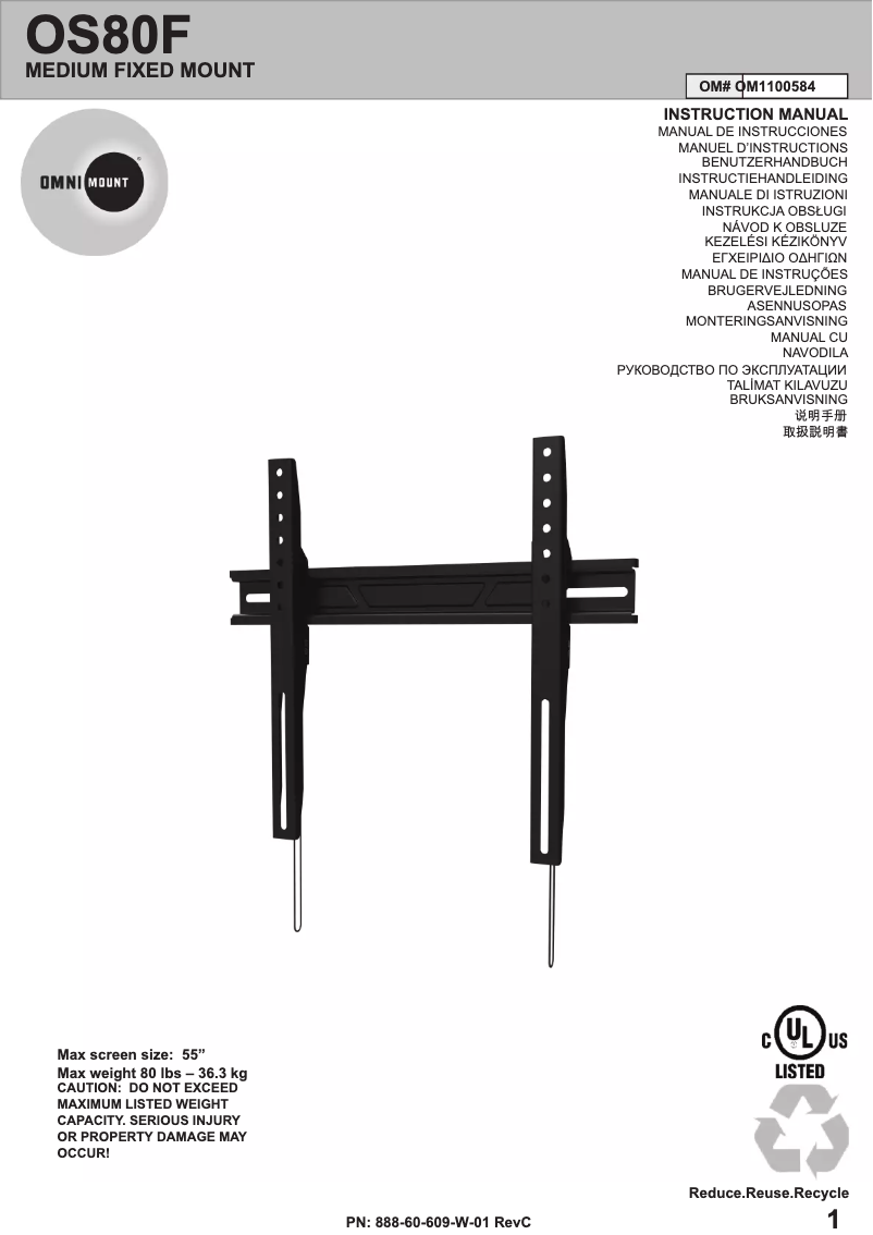 Page n°1 - Manuel utilisateur OmniMount OS80F