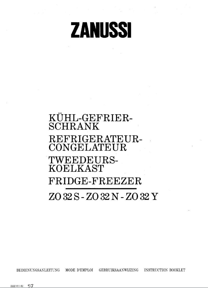 Image de la première page du manuel de l'appareil ZO 32 w