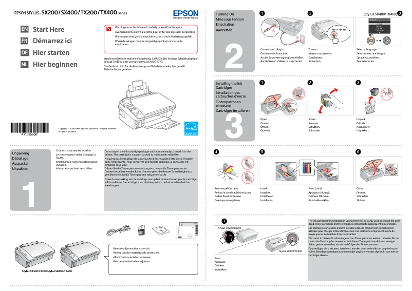 Page n°1 - Manuel utilisateur Epson Stylus TX400