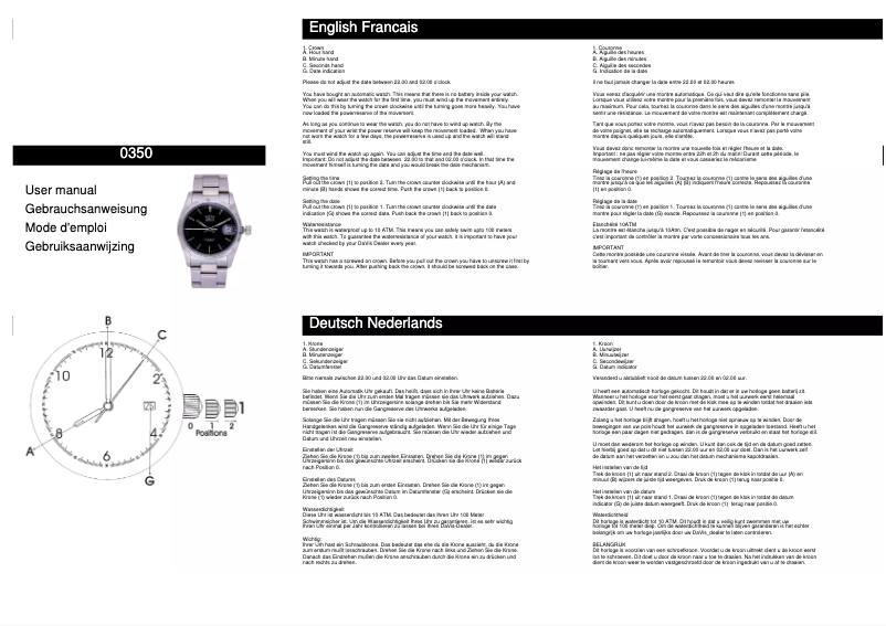 Page n°1 - Manuel utilisateur Davis 0350
