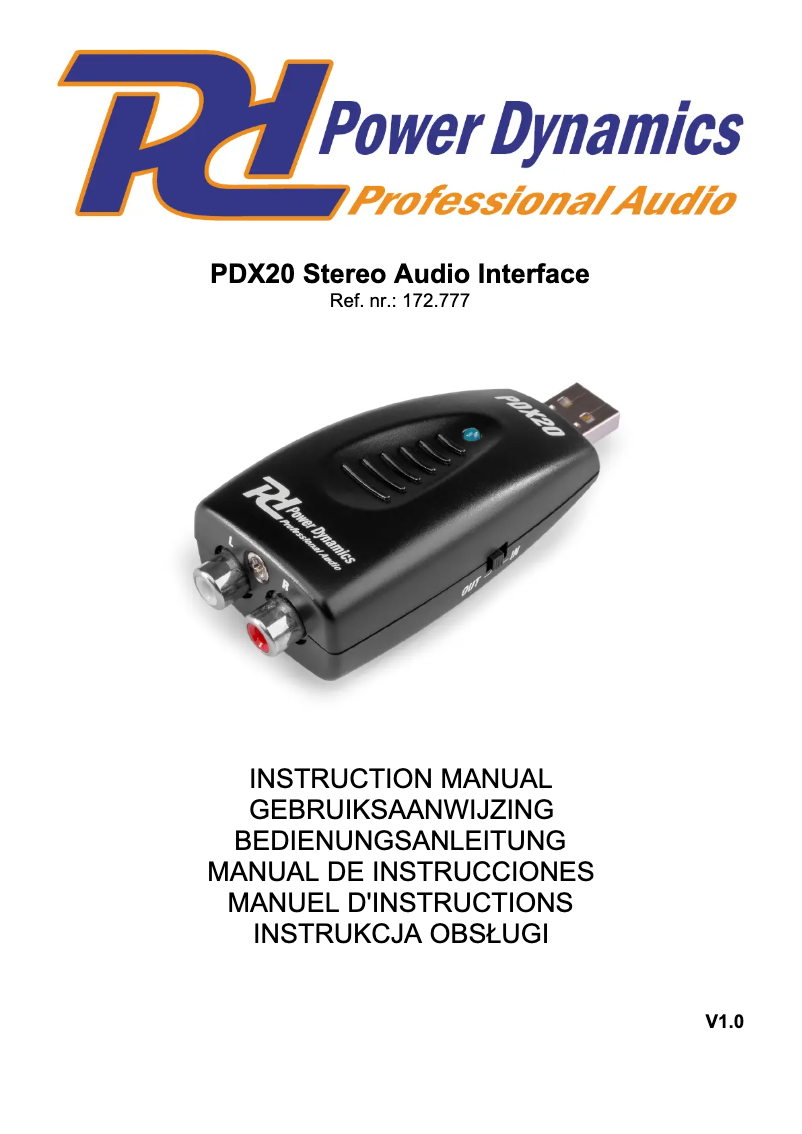 Page n°1 - Manuel utilisateur Power Dynamics PDX20