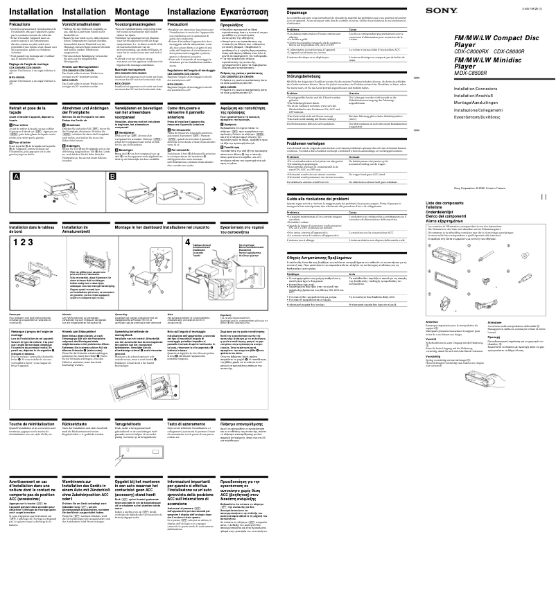 Image de la première page du manuel de l'appareil CDX-C8000R