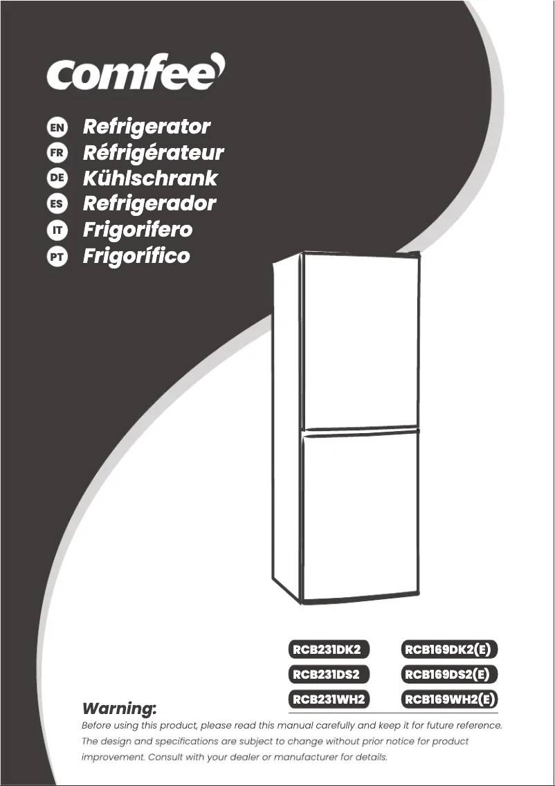 Page n°1 - Manuel utilisateur Comfee RCB169WH2