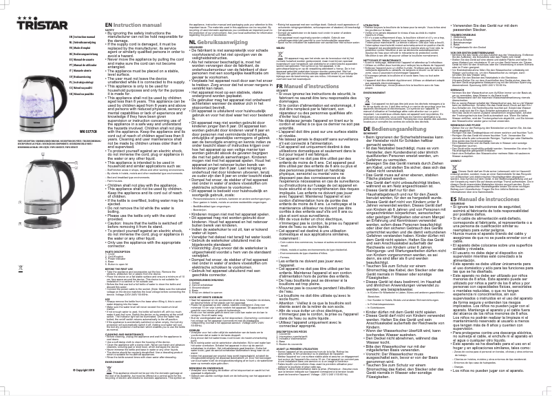 Page n°1 - Manuel utilisateur TriStar WK-3377CH