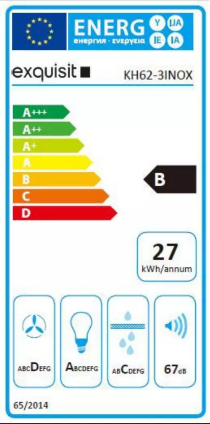 Page 1 de la notice Label énergétique Exquisit KH62-3INOX