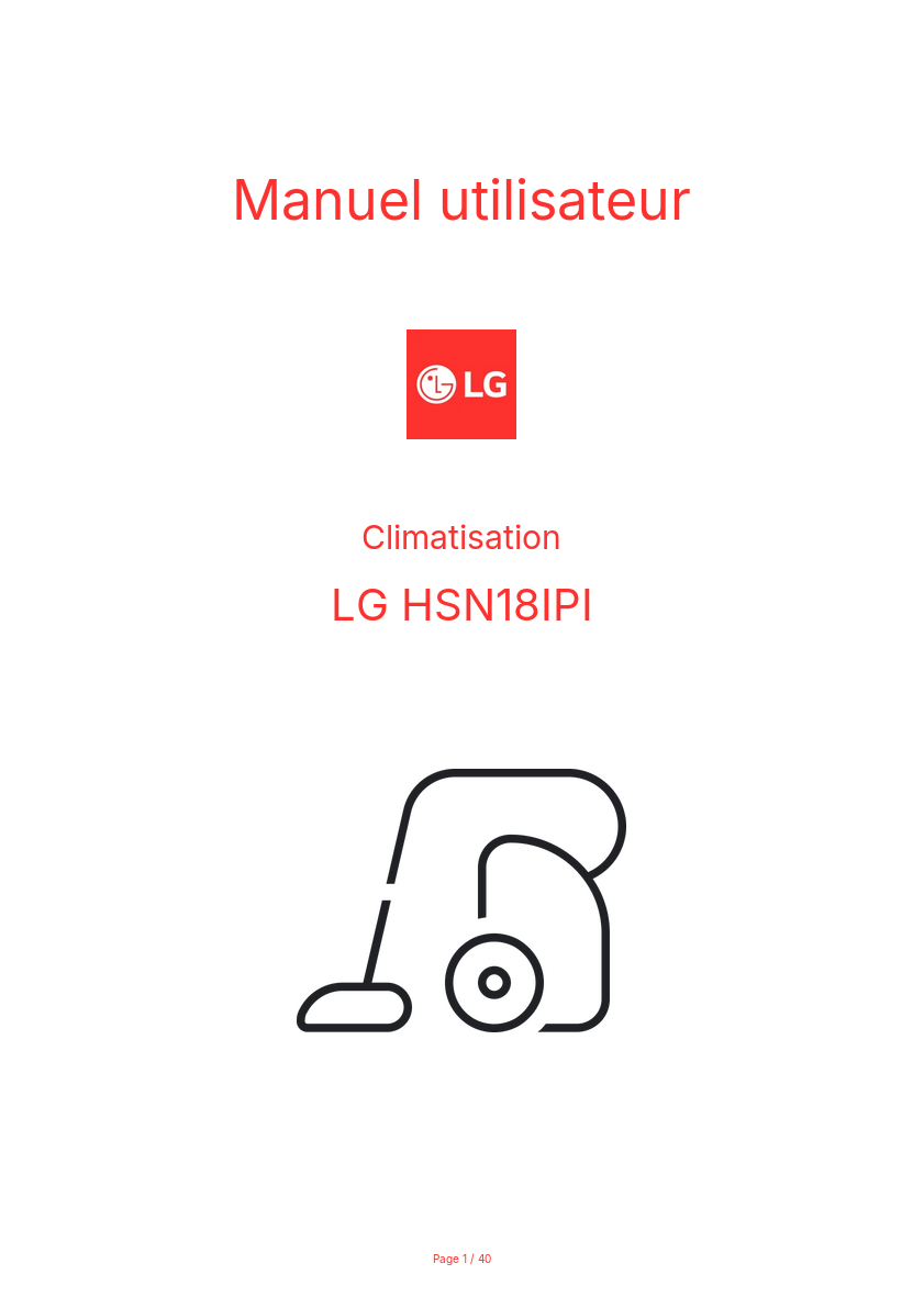 Page n°1 - Manuel utilisateur LG HSN18IPI