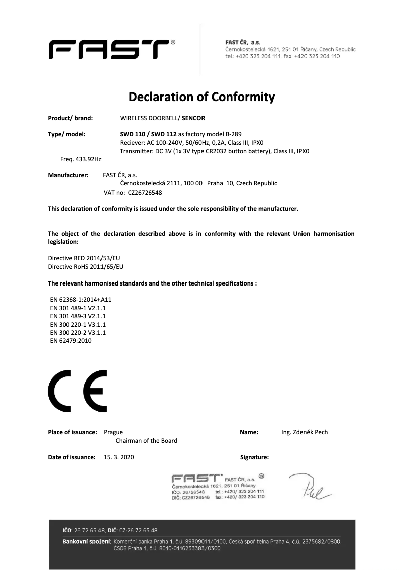 Page n°1 - Manuel utilisateur Sencor SWD 112