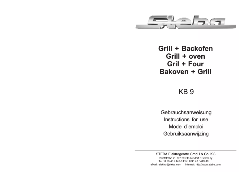 Page 1 de la notice Manuel utilisateur Steba KB 9