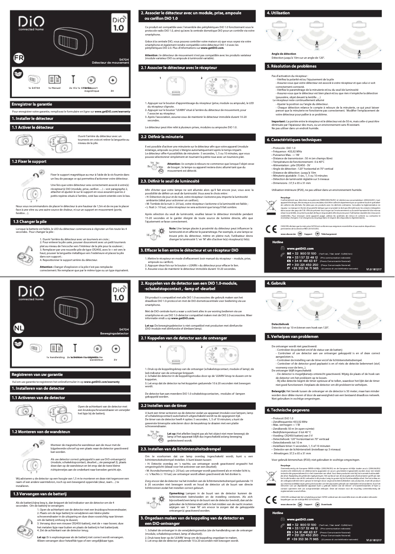 Page 1 de la notice Manuel utilisateur DiO 54704