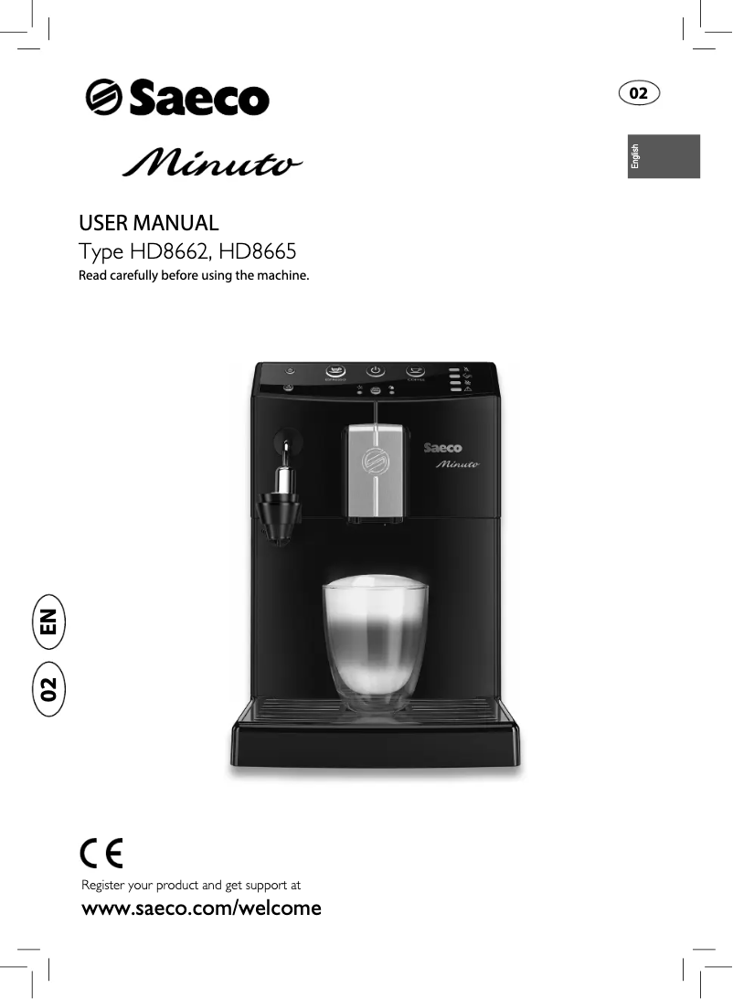 Image de la première page du manuel de l'appareil Saeco Minuto HD8665