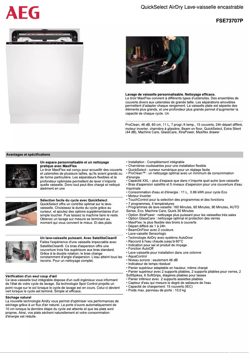 Página 1 del manual Ficha técnica AEG FSE73707P