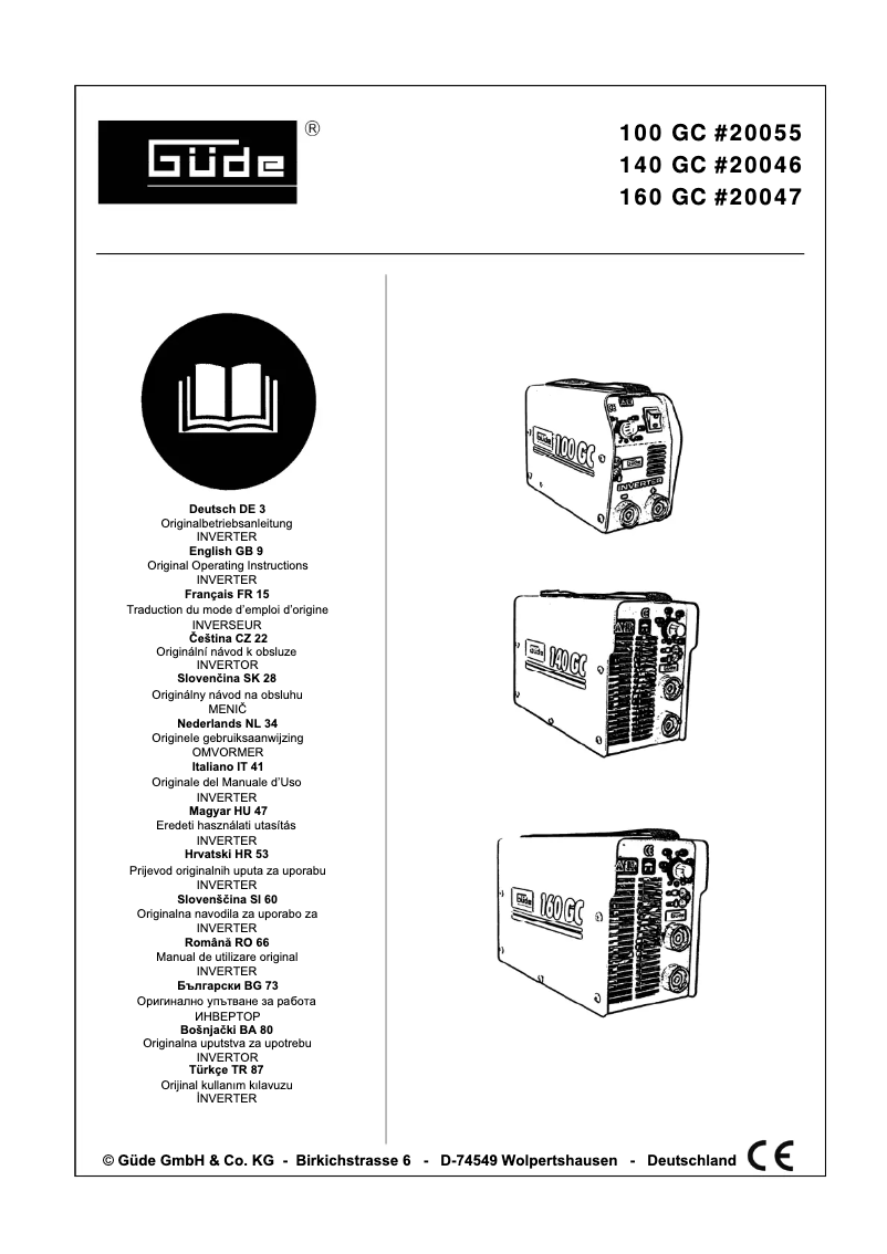 Page 1 de la notice Manuel utilisateur Güde 160 GC
