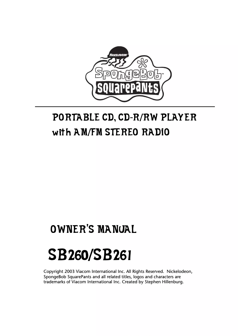 Image de la première page du manuel de l'appareil SB261