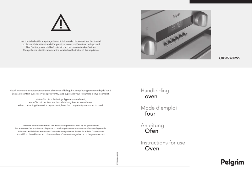 Page 1 de la notice Manuel utilisateur Pelgrim OKW740MAT
