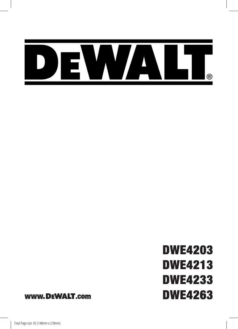 Page n°1 - Manuel utilisateur DeWalt DWE4263
