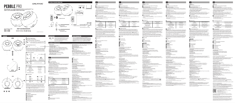 Page 1 de la notice Manuel utilisateur Creative Pebble Pro