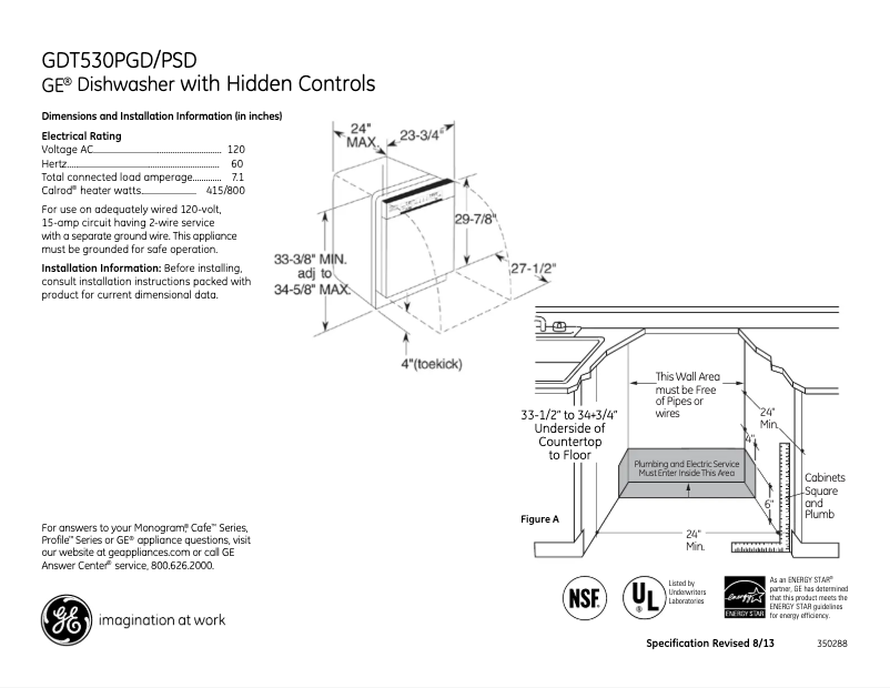 Page 1 of the manual Technical Sheet GE GDT530PSDSS