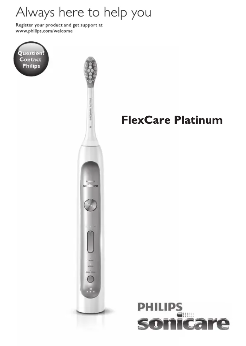 Page 1 de la notice Manuel utilisateur Philips Sonicare FlexCare Platinum HX9111