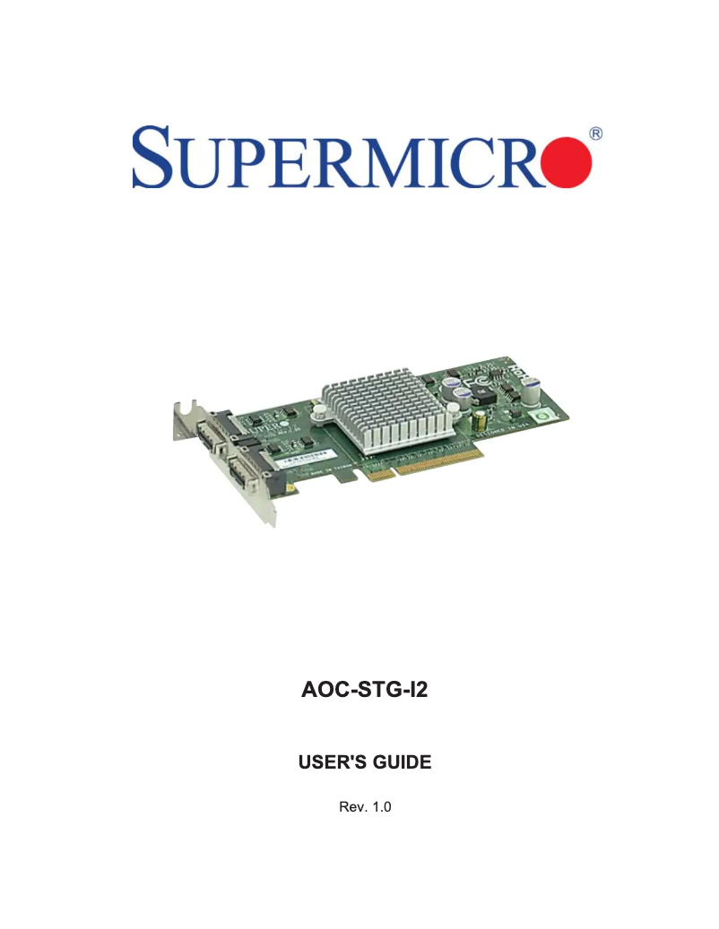 Page 1 de la notice Manuel utilisateur Supermicro AOC-STG-I2