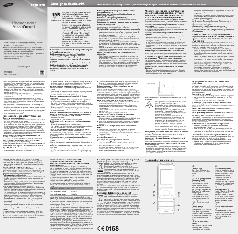 Page n°1 - Manuel utilisateur Samsung GT-E2350B