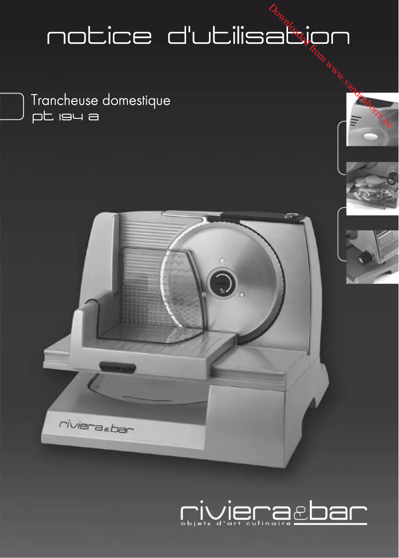 Page n°1 - Manuel utilisateur Riviera & Bar PT194A