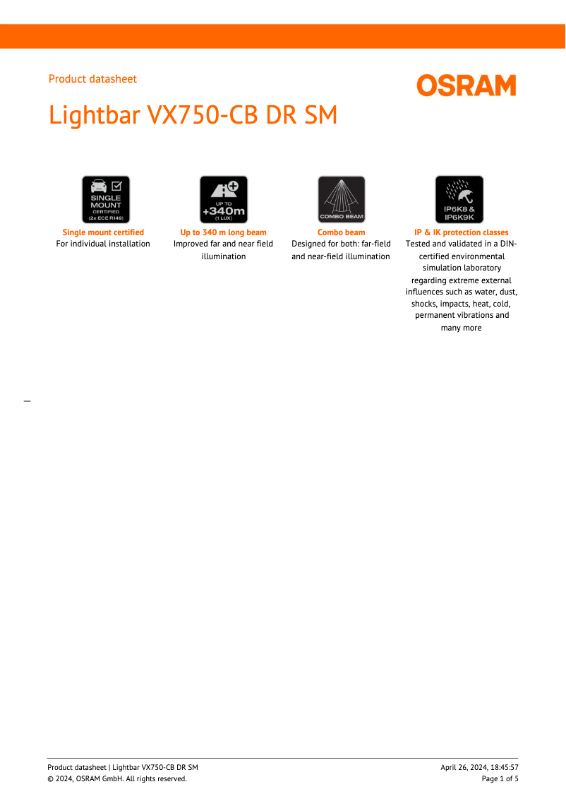 Page n°1 - Fiche technique Osram VX750-CB