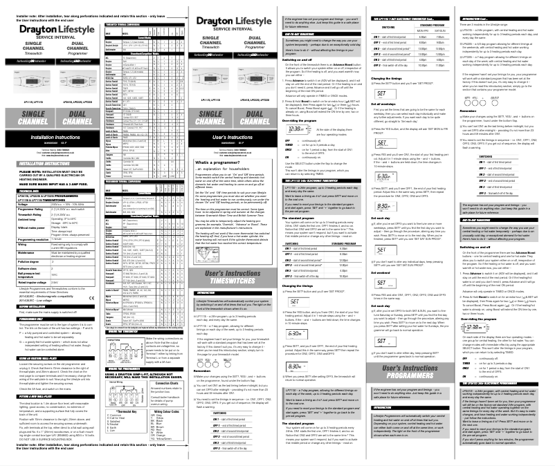 Page 1 de la notice Manuel utilisateur Drayton Lifestyle LP711Si