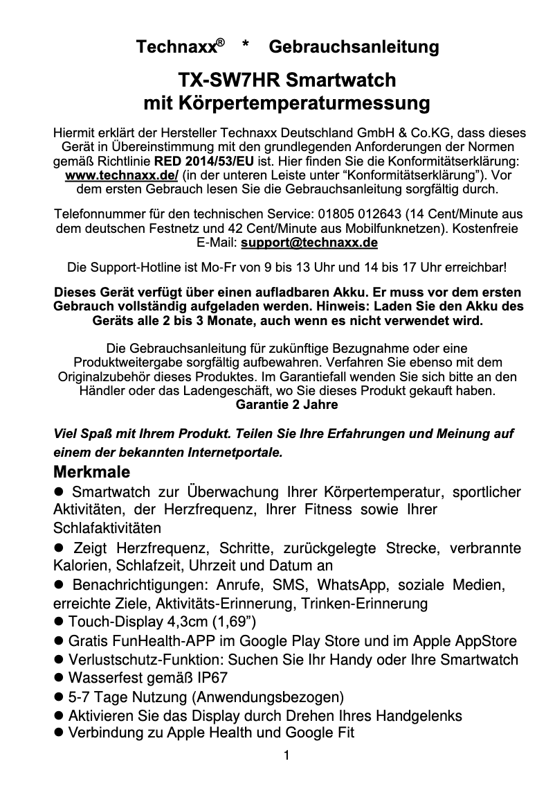 Image de la première page du manuel de l'appareil TX-SW7HR