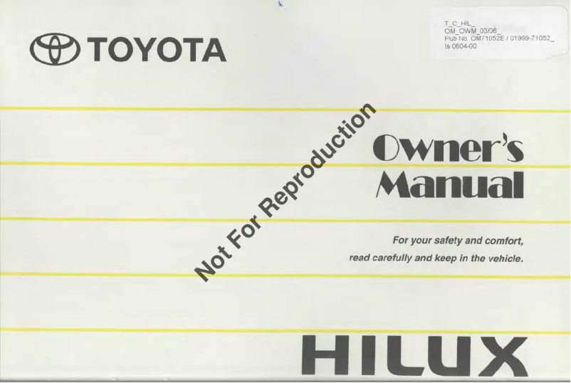 Image de la première page du manuel de l'appareil Hilux (2006)