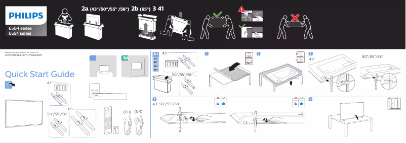 Page n°1 - Guide de démarrage rapide Philips 43PUS6504