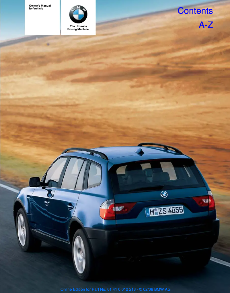 Page 1 de la notice Manuel utilisateur BMW X3 2.5i (2006)