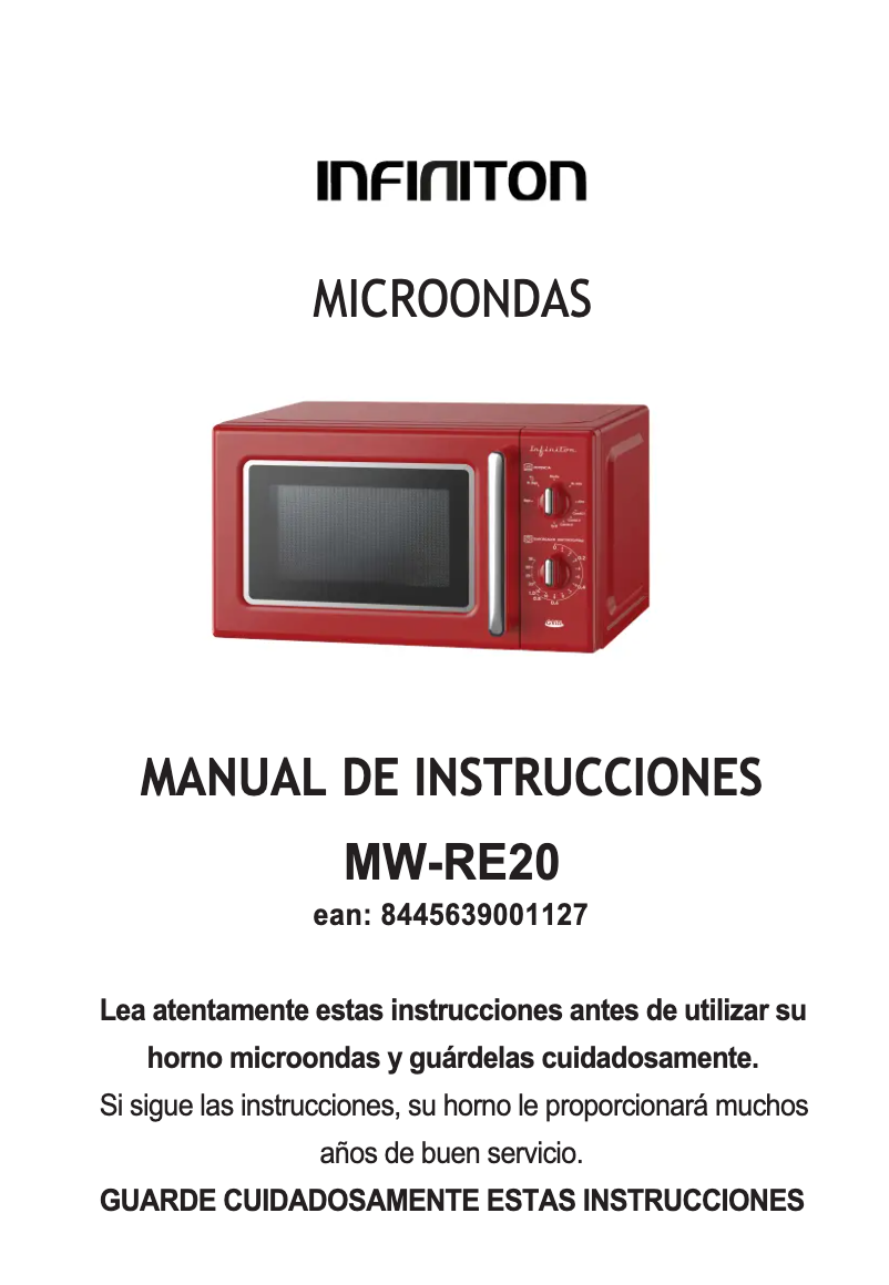 Page n°1 - Manuel utilisateur Infiniton MW-RE20