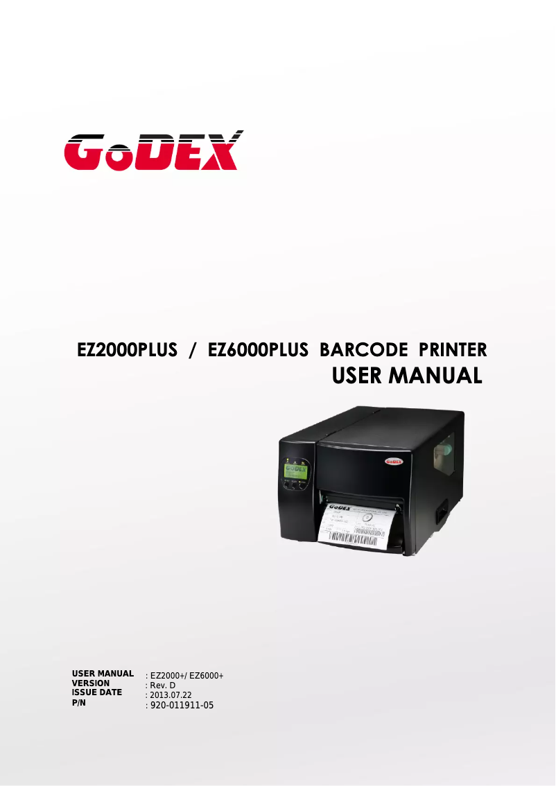 Page n°1 - Manuel utilisateur Godex EZ6200Plus