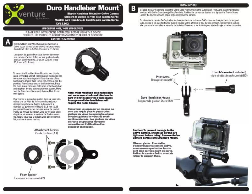 Page 1 de la notice Manuel utilisateur Bracketron Duro