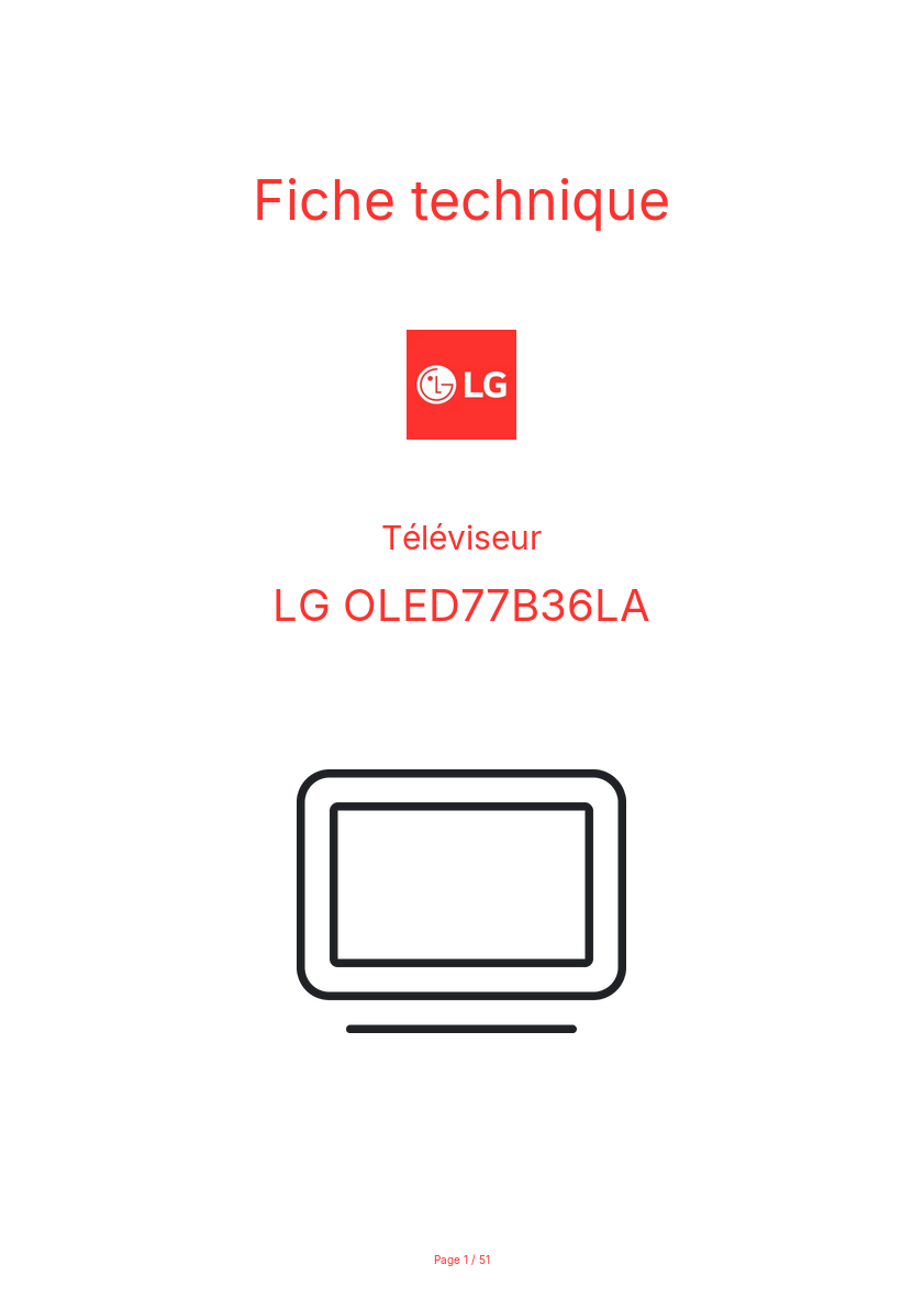 Page n°1 - Fiche technique LG OLED77B36LA