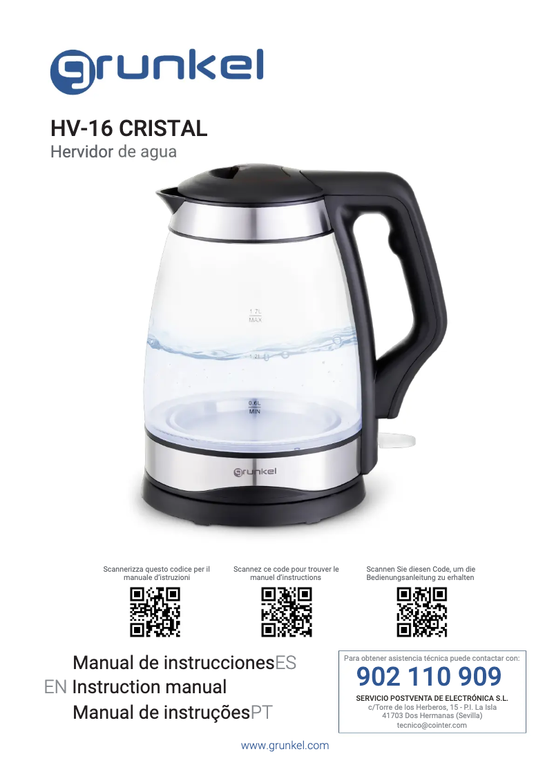 Page n°1 - Manuel utilisateur Grunkel HV-16 Cristal