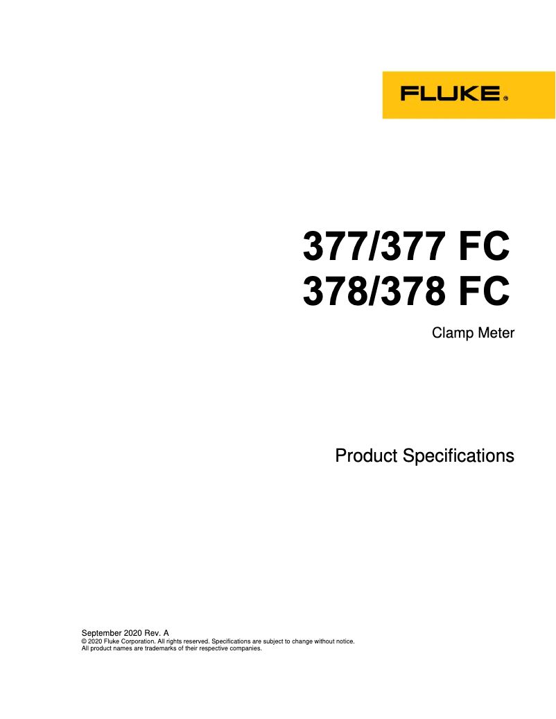 Page n°1 - Fiche technique Fluke 378