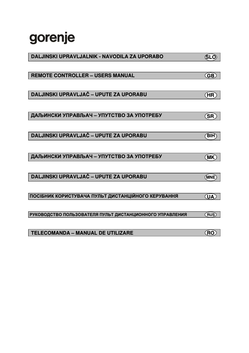 Page 1 de la notice Manuel utilisateur Gorenje KAS26ZINVN