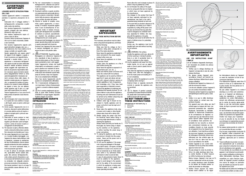 Page n°1 - Manuel utilisateur Ariete 182