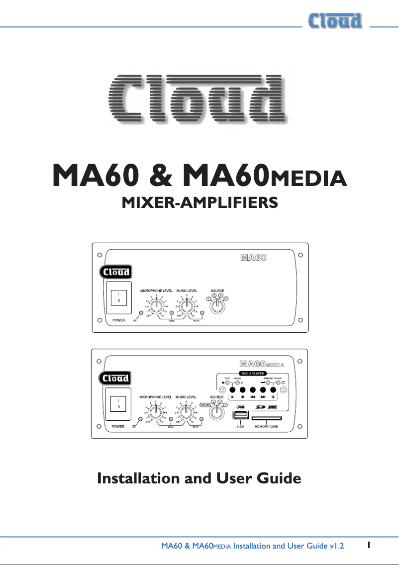 Page n°1 - Manuel utilisateur Cloud MA60