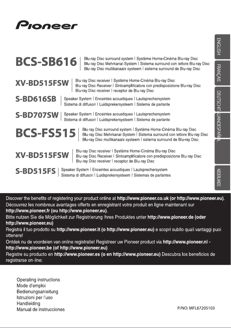 Page n°1 - Manuel utilisateur Pioneer XV-BD515FSW