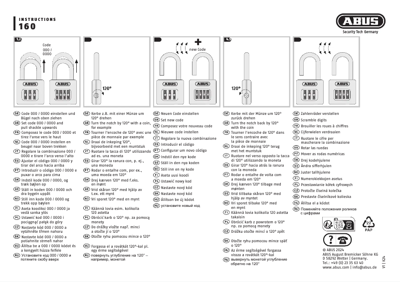 Page 1 de la notice Manuel utilisateur Abus 160er