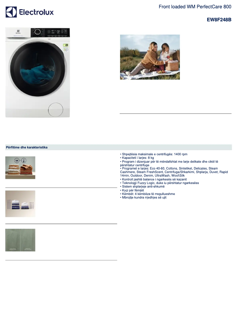 Page n°1 - Fiche technique Electrolux EW8F248B