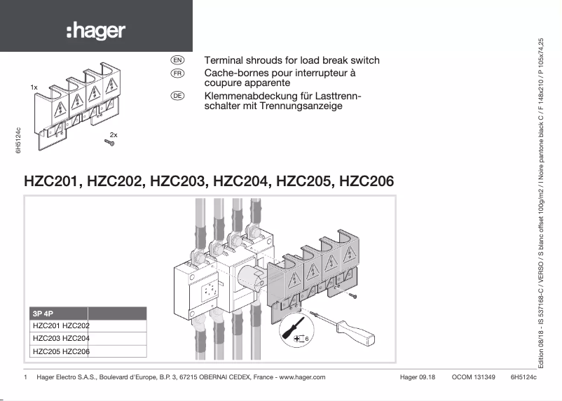 Page n°1 - Manuel utilisateur Hager HZC202