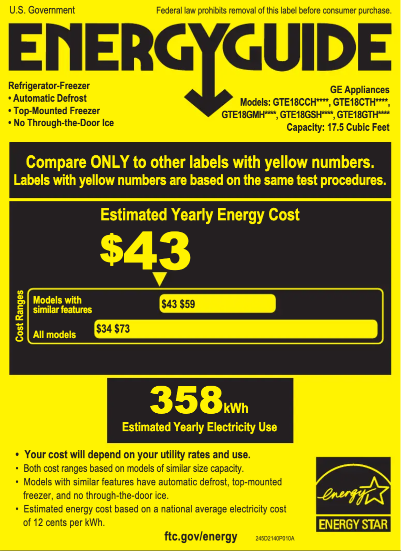 Image de la première page du manuel de l'appareil GTE18CTHCC