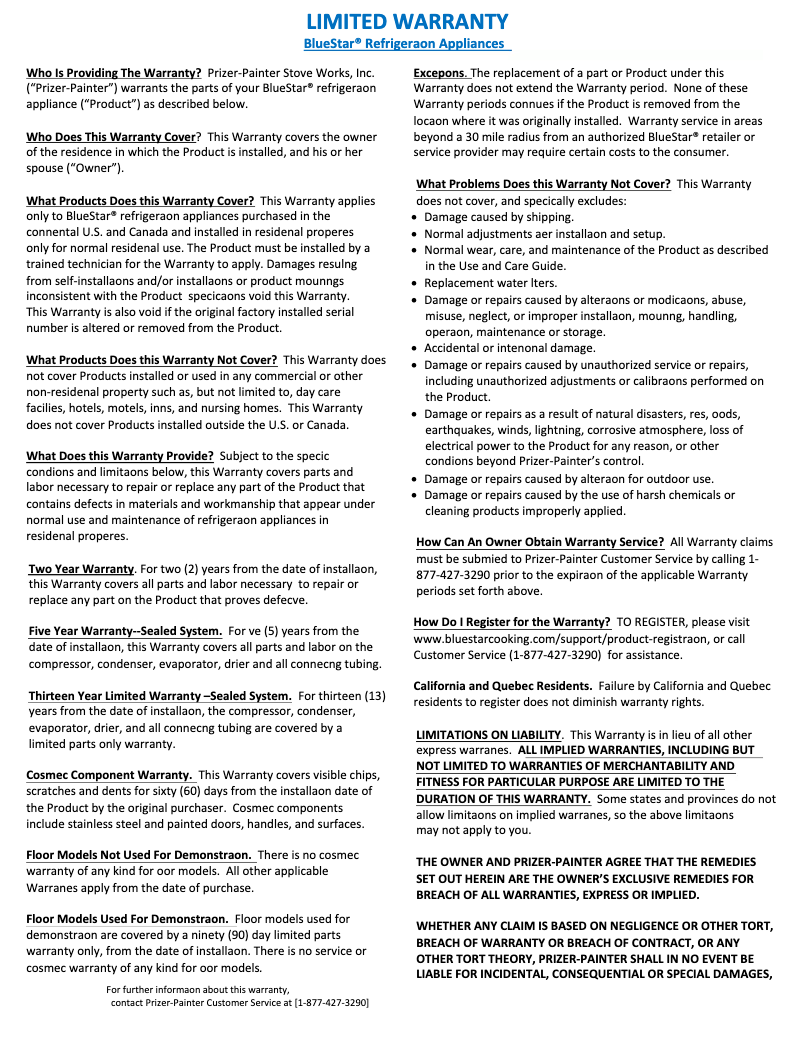 Página 1 del manual Manual de instrucciones BlueStar BBB36SSL2